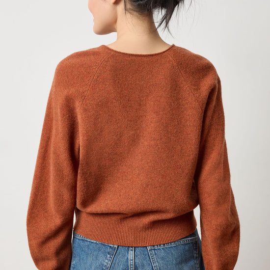 Split Neck Raglan Pullover in color Chutney Image A2