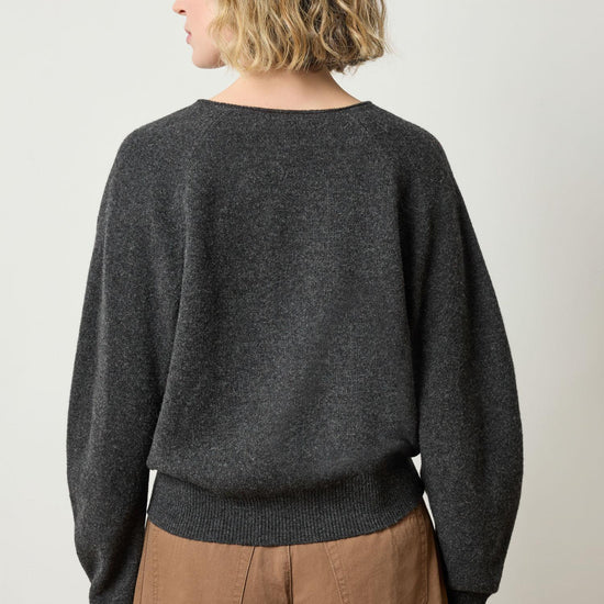 Split Neck Raglan Pullover in color Graphite Image A2