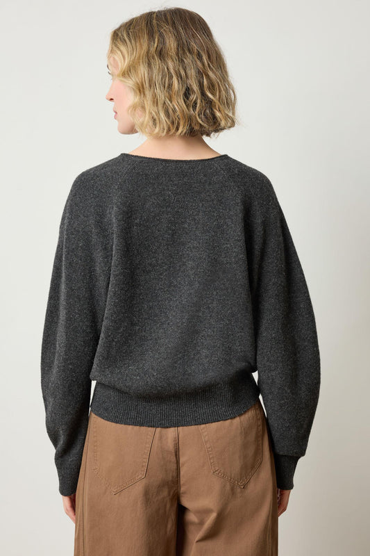 Split Neck Raglan Pullover in color Graphite Image A2