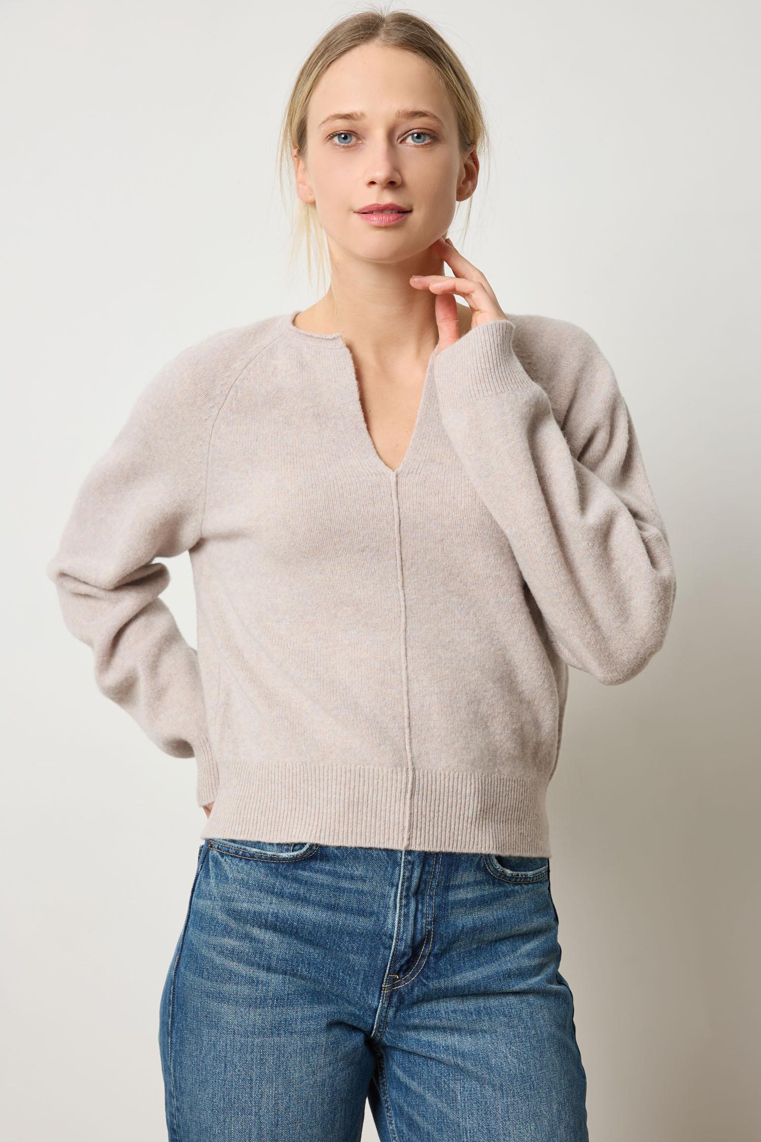 Split Neck Raglan Pullover in color Quartz Image A1