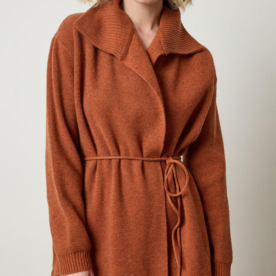 Notch Collar Open Cardigan in color Chutney Image A1