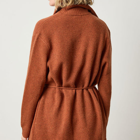 Notch Collar Open Cardigan in color Chutney Image A2