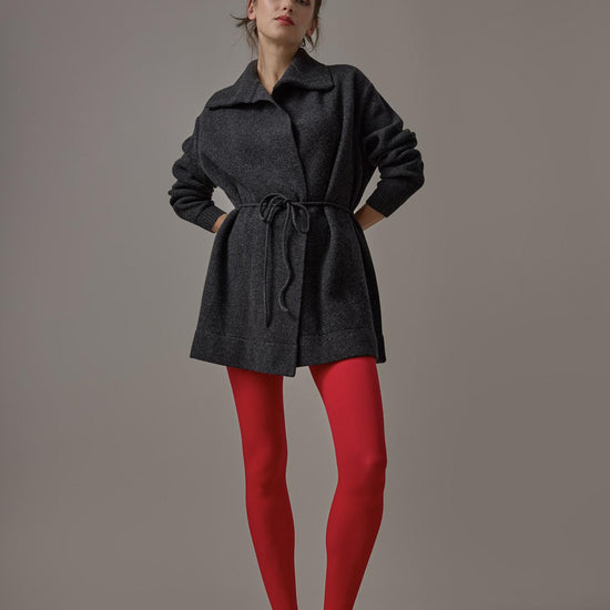 Notch Collar Open Cardigan in color Graphite Image C0