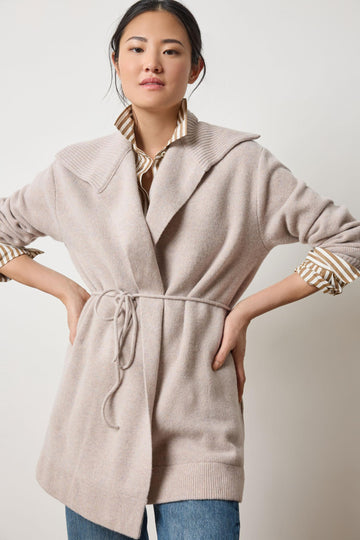 Notch Collar Open Cardigan in color Quartz Image A1
