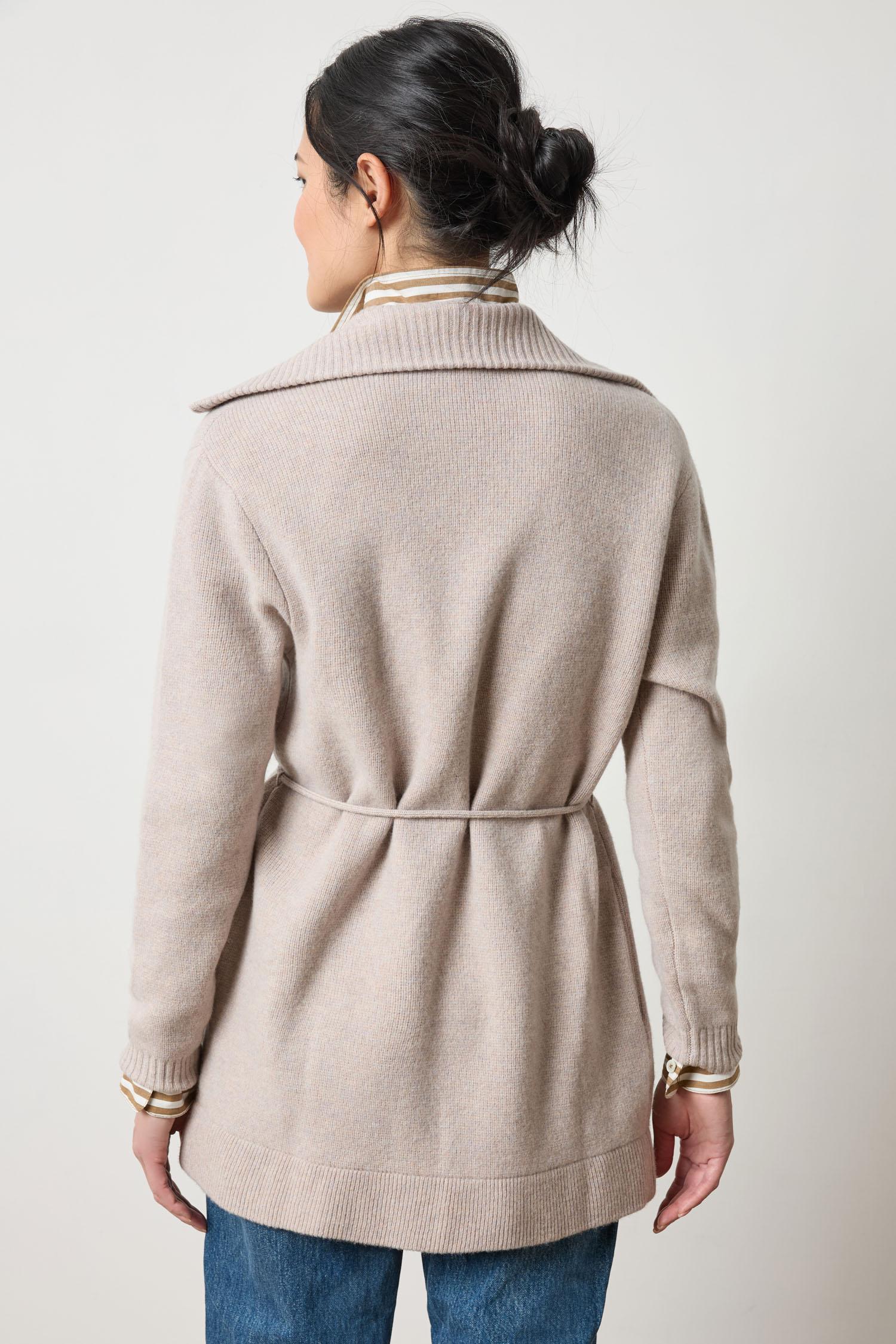 Notch Collar Open Cardigan in color Quartz Image A2