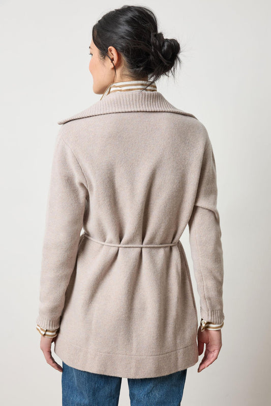Notch Collar Open Cardigan in color Quartz Image A2