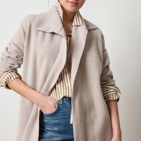 Notch Collar Open Cardigan in color Quartz Image A3