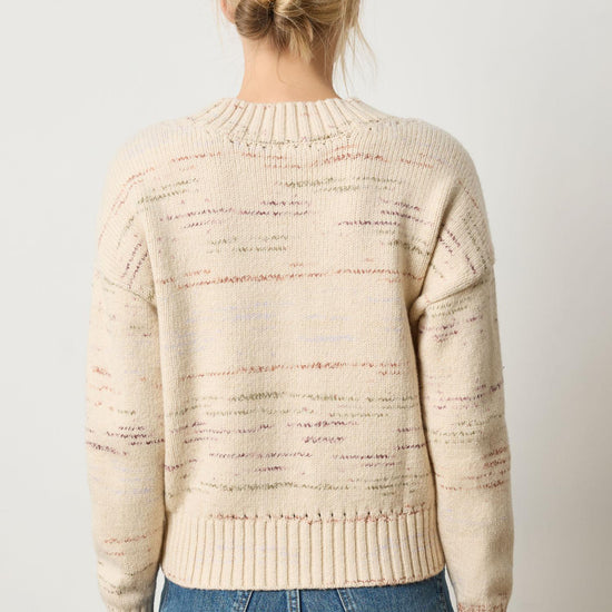 Oversized V-Neck Sweater in color Eggshell Combo Image A3