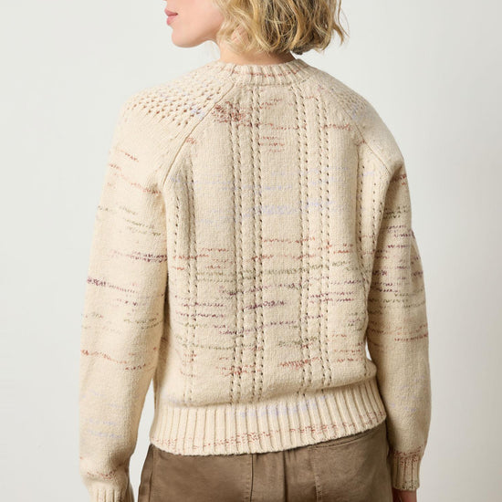 Open Stitch Crewneck Sweater in color Eggshell Combo Image A2