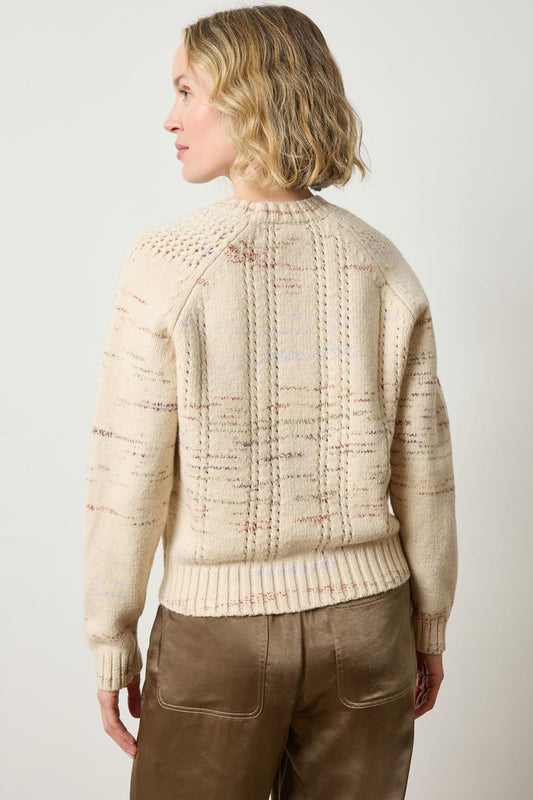 Open Stitch Crewneck Sweater in color Eggshell Combo Image A2