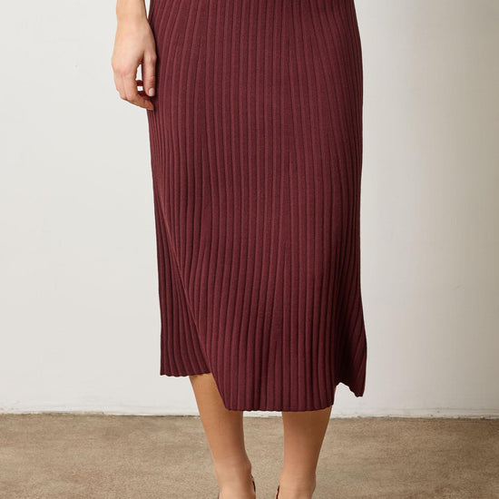 Straight Rib Skirt Womens Skirt Dark Cherry A1