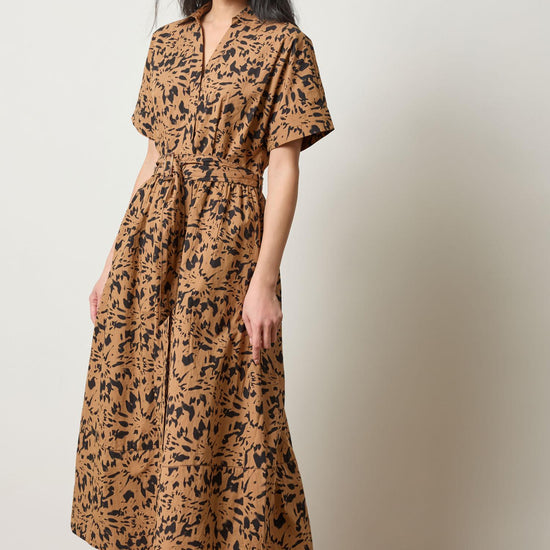 Collared Maxi Shirt Dress Espresso Colorblock / Small