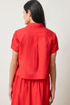 Elastic Cuff Button Down Womens Top Scarlet A2