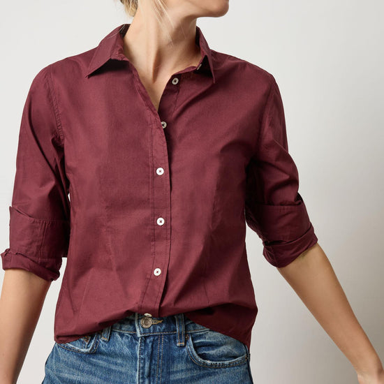 Slim Fit Button Down Womens Top Mulberry A1
