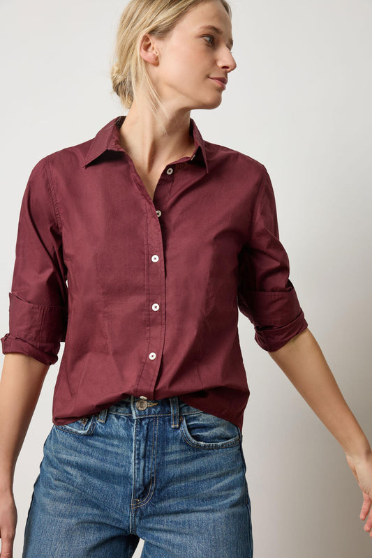 Slim Fit Button Down Womens Top Mulberry A1