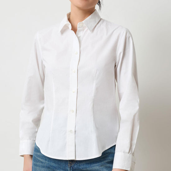 Slim Fit Button Down Womens Top White A1