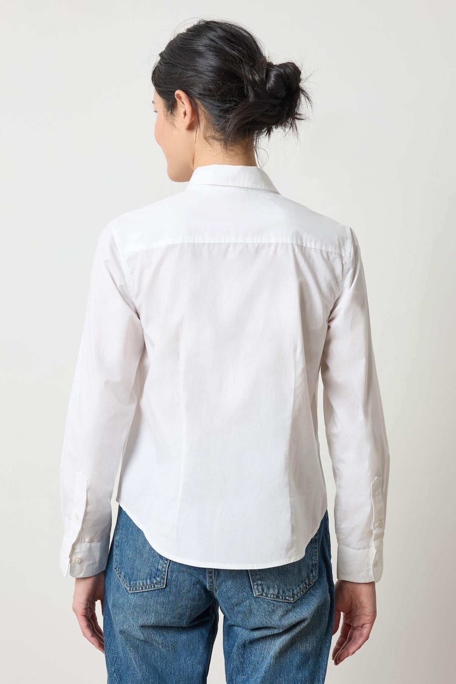 Slim Fit Button Down Womens Top White A2