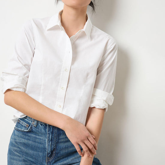 Slim Fit Button Down Womens Top White A3