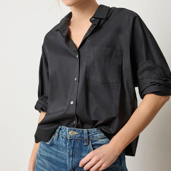Dolman Sleeve Button Down Shirt Womens Top Black A1