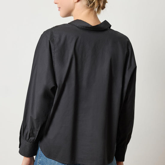 Dolman Sleeve Button Down Shirt Womens Top Black A2