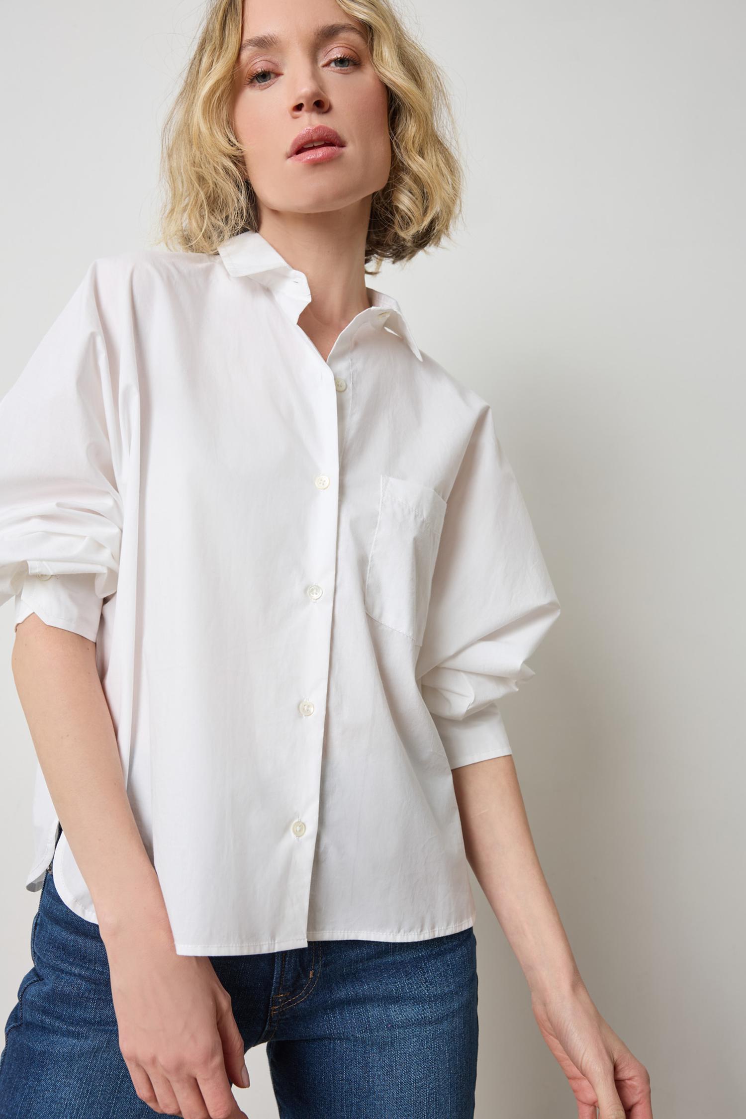 Dolman Sleeve Button Down Shirt Womens Top White A1
