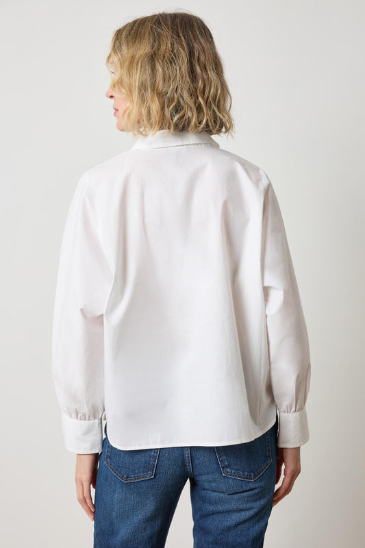 Dolman Sleeve Button Down Shirt in color White Image A2