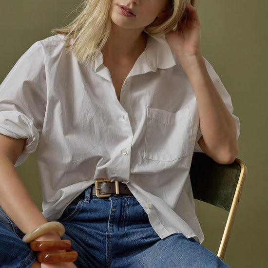 Dolman Sleeve Button Down Shirt in color White Image C0