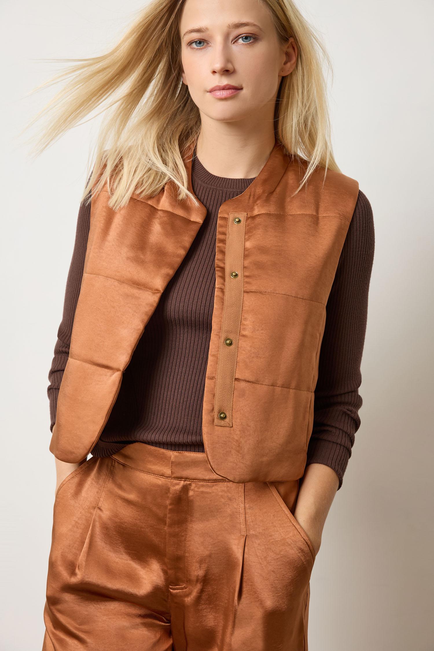 Satin Quilted Vest in color Copper Image A1