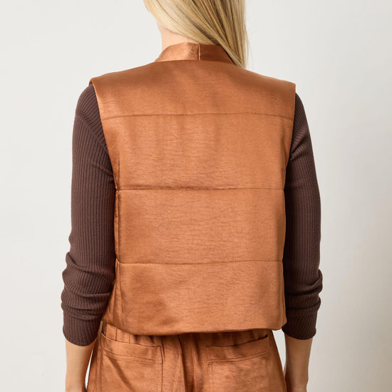Satin Quilted Vest in color Copper Image A2