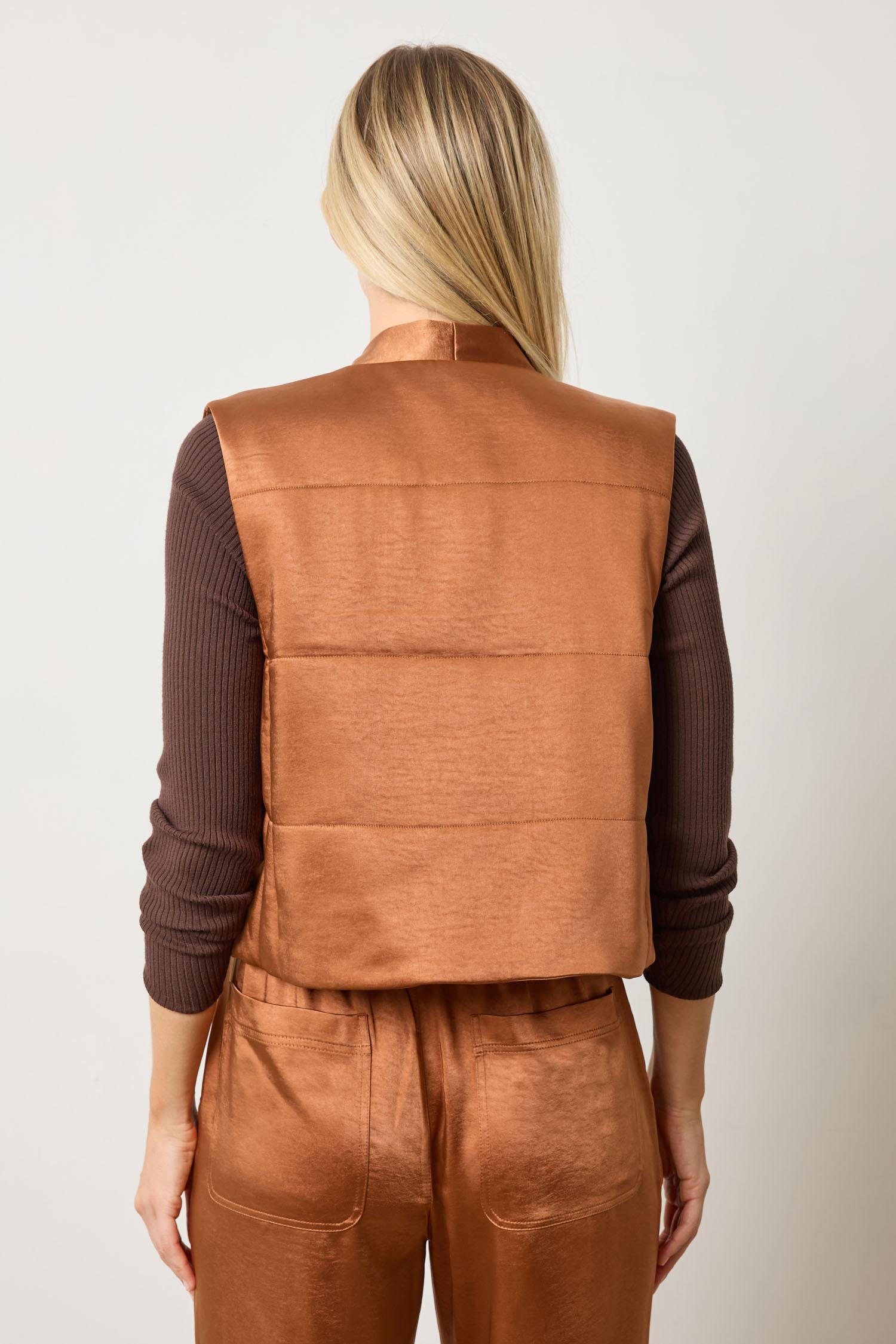 Satin Quilted Vest in color Copper Image A2