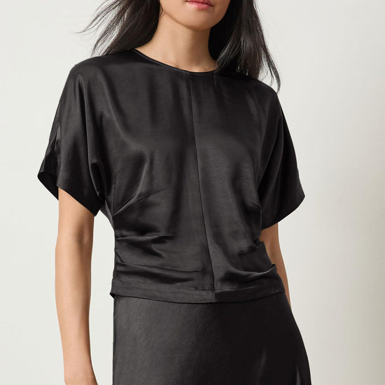 Satin Dolman Short Sleeve in color Black Image A1