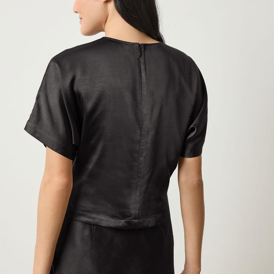 Satin Dolman Short Sleeve in color Black Image A2