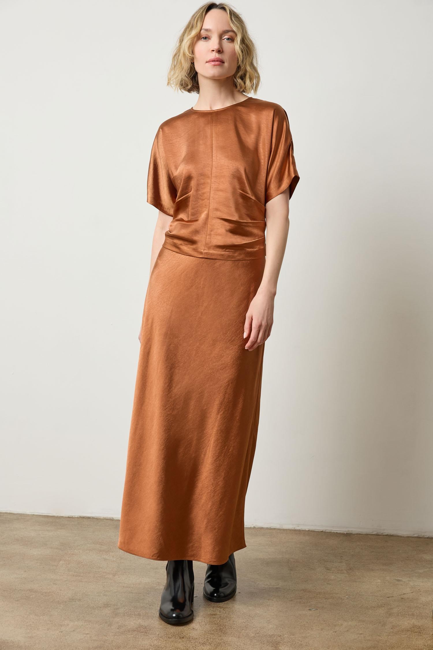 Satin Dolman Short Sleeve in color Copper Image A0