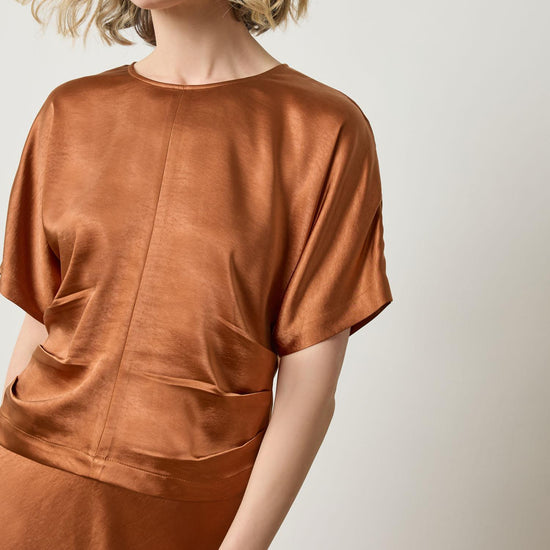 Satin Dolman Short Sleeve in color Copper Image A1