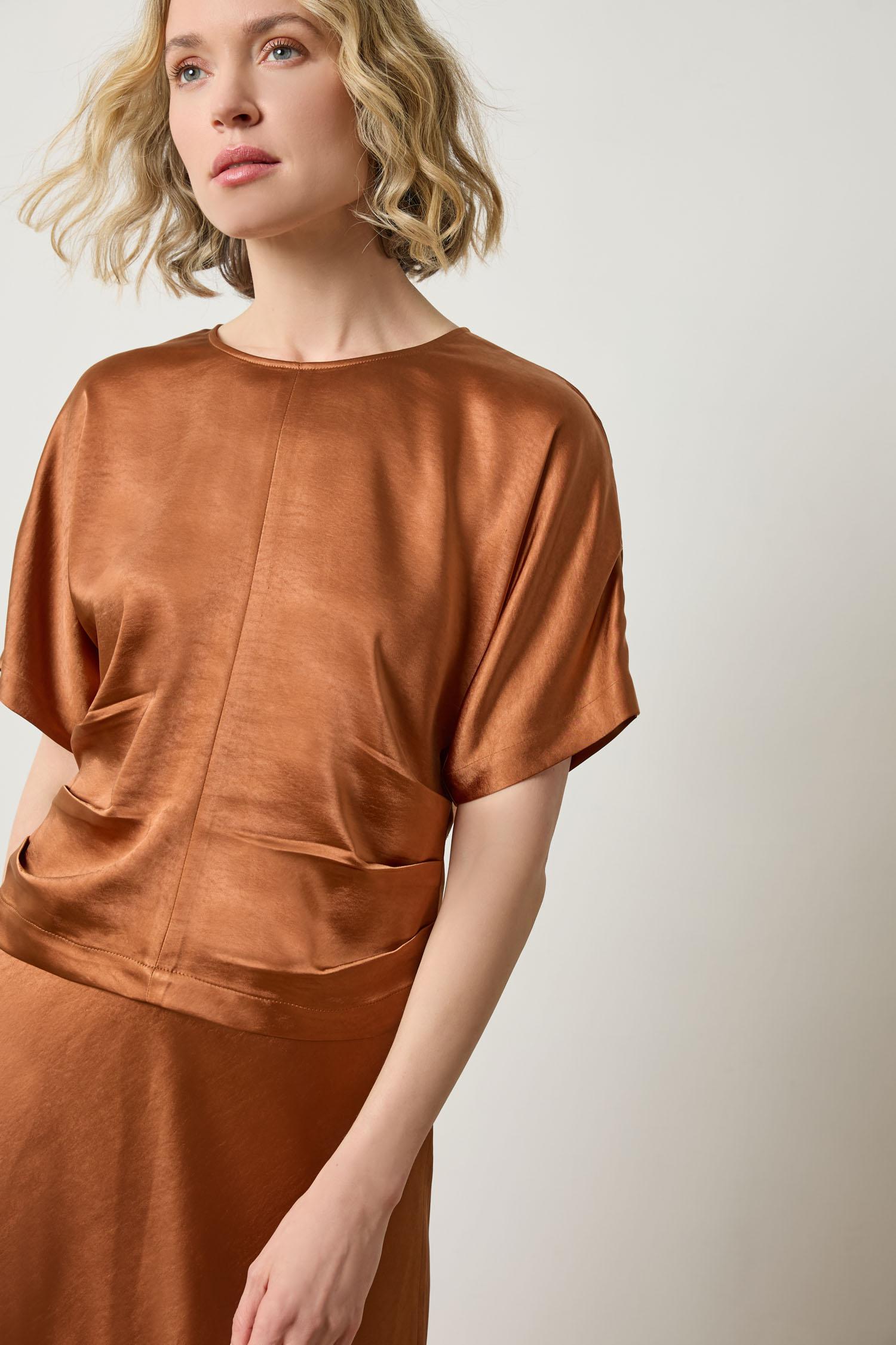 Satin Dolman Short Sleeve in color Copper Image A1