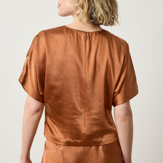 Satin Dolman Short Sleeve in color Copper Image A2