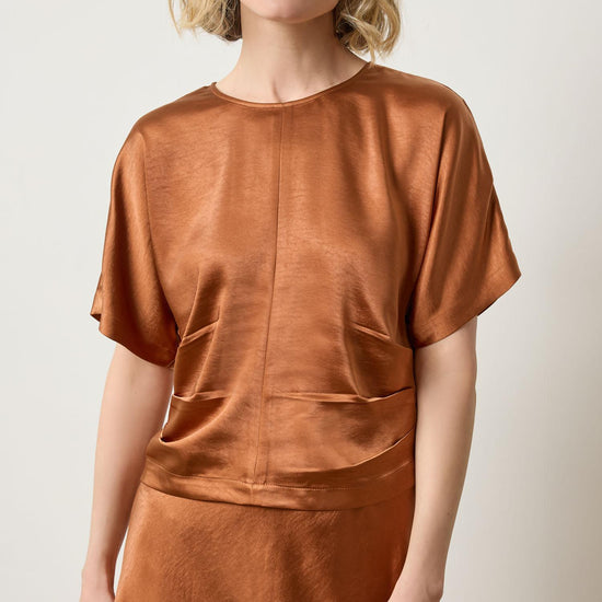 Satin Dolman Short Sleeve in color Copper Image A3