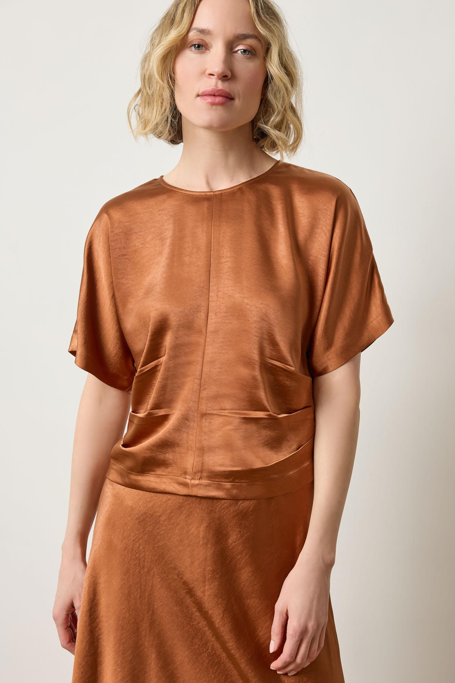 Satin Dolman Short Sleeve in color Copper Image A3
