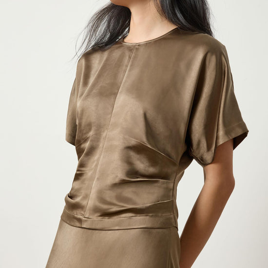 Satin Dolman Short Sleeve in color Parsley Image A1