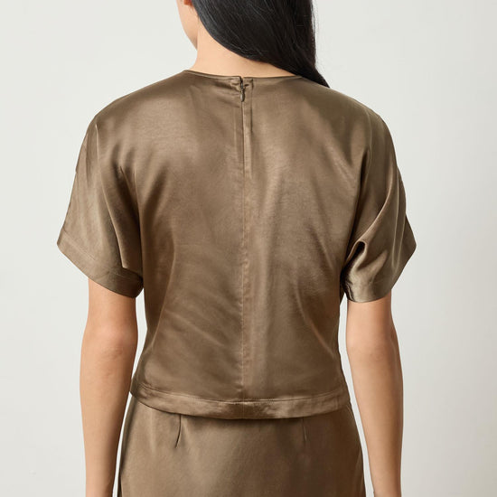 Satin Dolman Short Sleeve in color Parsley Image A2