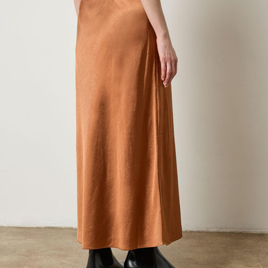 Satin Bias Maxi Skirt Womens Skirt Copper A2