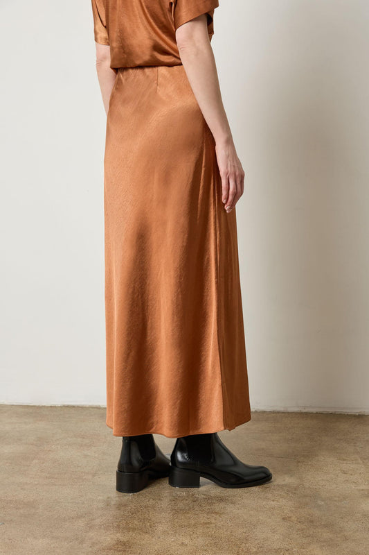 Satin Bias Maxi Skirt Womens Skirt Copper A2