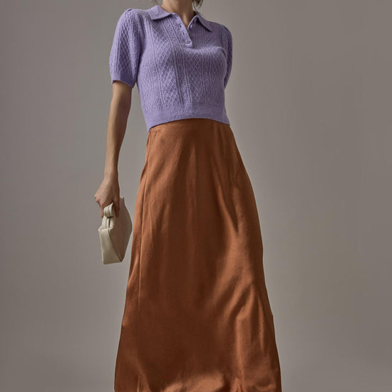 Satin Bias Maxi Skirt in color Copper Image C0