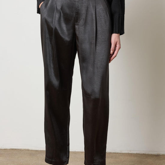 Satin Fly Front Pant Womens Pant Black A1
