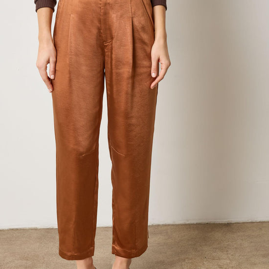 Satin Fly Front Pant Womens Pant Copper A1