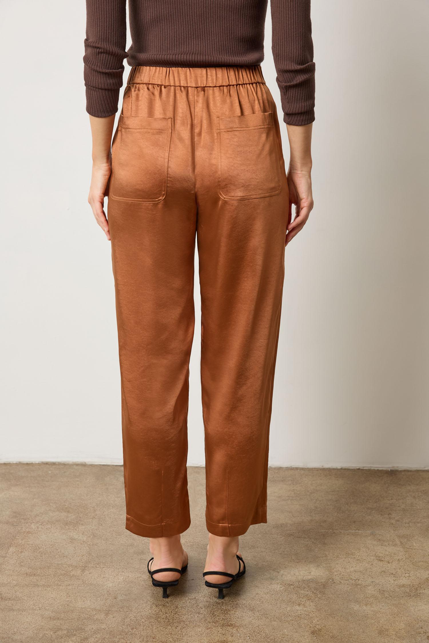 Satin Fly Front Pant Womens Pant Copper A2