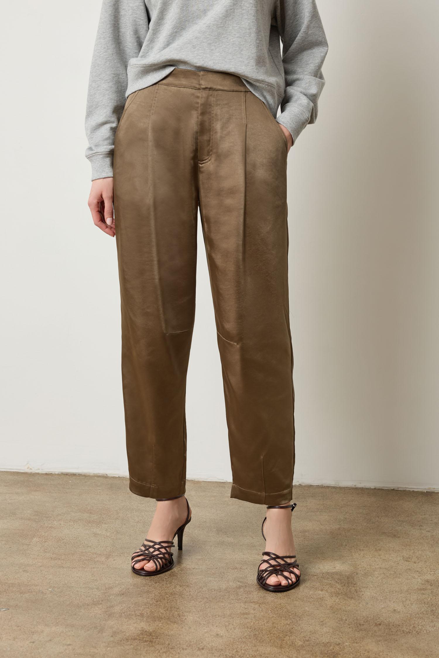 Satin Fly Front Pant Womens Pant Parsley A1
