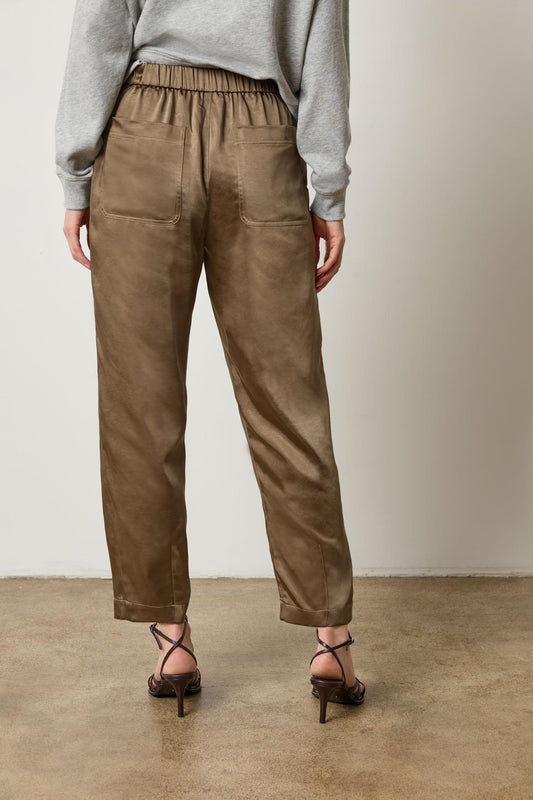Satin Fly Front Pant Womens Pant Parsley A2