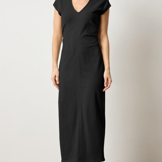 Side Tuck Maxi Dress Womens Dress Black A1