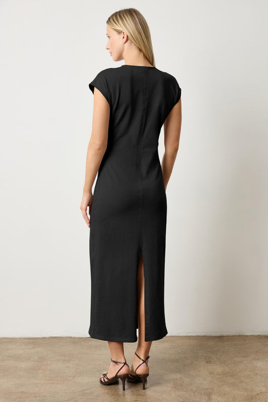 Side Tuck Maxi Dress in color Black Image A2